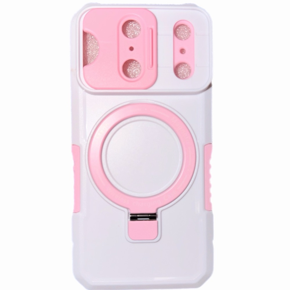 Pink and White Phone Case with Ring Holder iPhone 17 pro